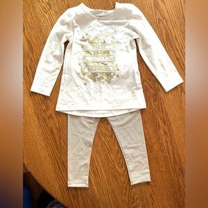 NWT Sz 18m Guess Cream & Gold ‘Guess Little Dreamer’ Long Sleeve Top w/Leggings